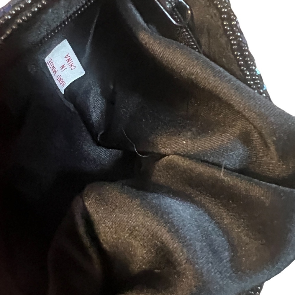 Multi Color Bugle Bead Bag Cord Strap Lined Satin… - image 7